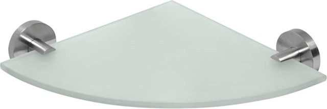 Brillantbad BEO Glasablage Eckmodell aus Edelstahl matt und transparent, B/T/H: 24,4 x 5,5 x 24,4 cm, zum Bohren - Bild 1