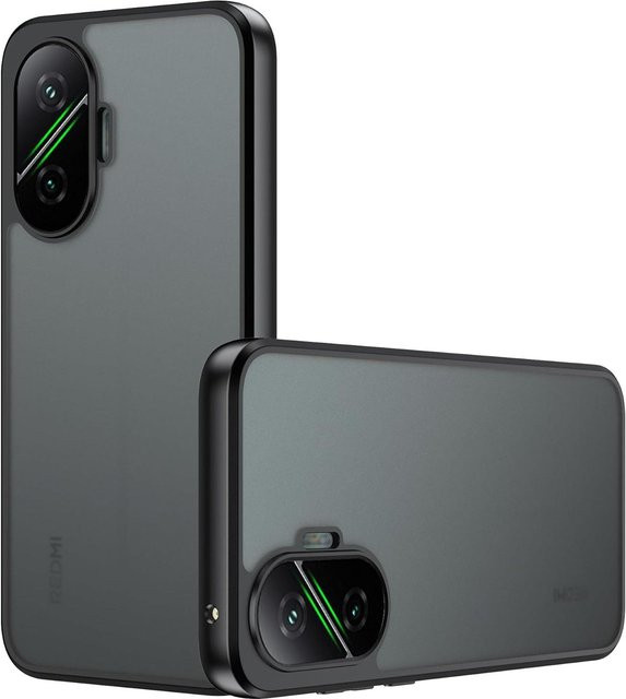 Stoßfeste Xiaomi Poco F7 Handyhülle mit mattiertem Gehäuse und Hautgefühl in Schwarz und Transparent - Bild 1