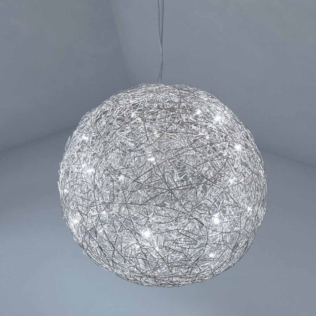 Catellani & Smith Fil de Fer LED-Pendelleuchte aus Aluminium in Silber, rund, Durchmesser: 100 cm - Bild 1