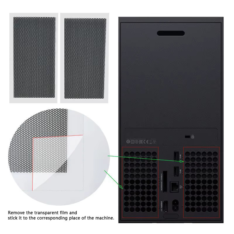 DIXSG Staubschutz-Set für Xbox Series X mit Filterabdeckung und Thumbstick Caps in Schwarz - Bild 5