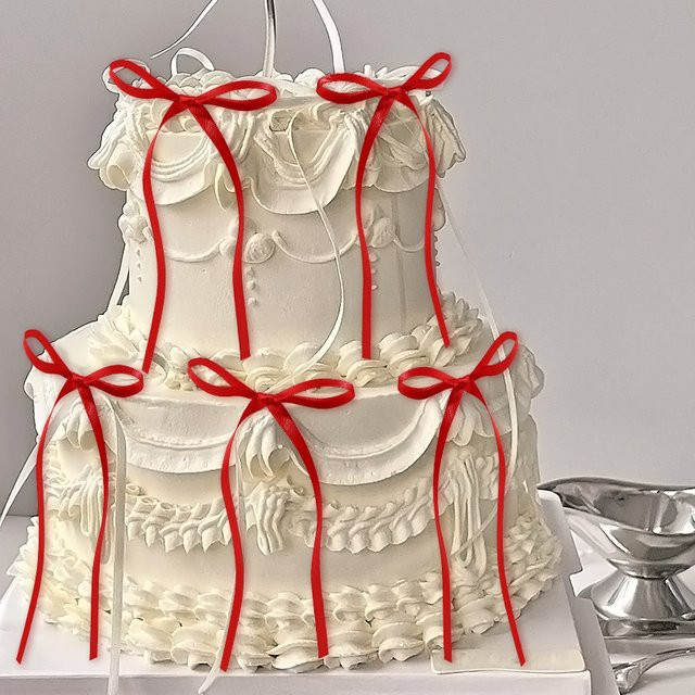 Dekorative Schleifenbänder in Rot und Rosa für Kuchen und Partydekorationen, 12 Stück - Bild 1