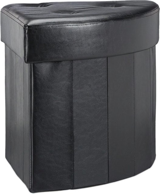 Relaxdays Hocker aus Kunstleder in Schwarz mit Stauraum, faltbar, B/T/H: 38 x 38 x 38 cm - Bild 1