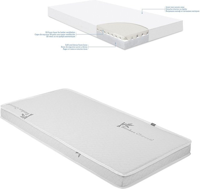 Kikkaboo Babybett Matratze Night Dream mit 3D Schaumschicht, grau, B/T/H: 120 x 60 x 10 cm - Bild 1