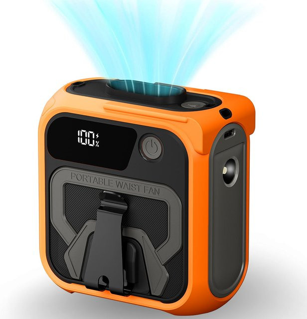 Techsuit Z13 Tragbarer Ventilator mit externem 10000mAh Akku, Orange - Bild 1