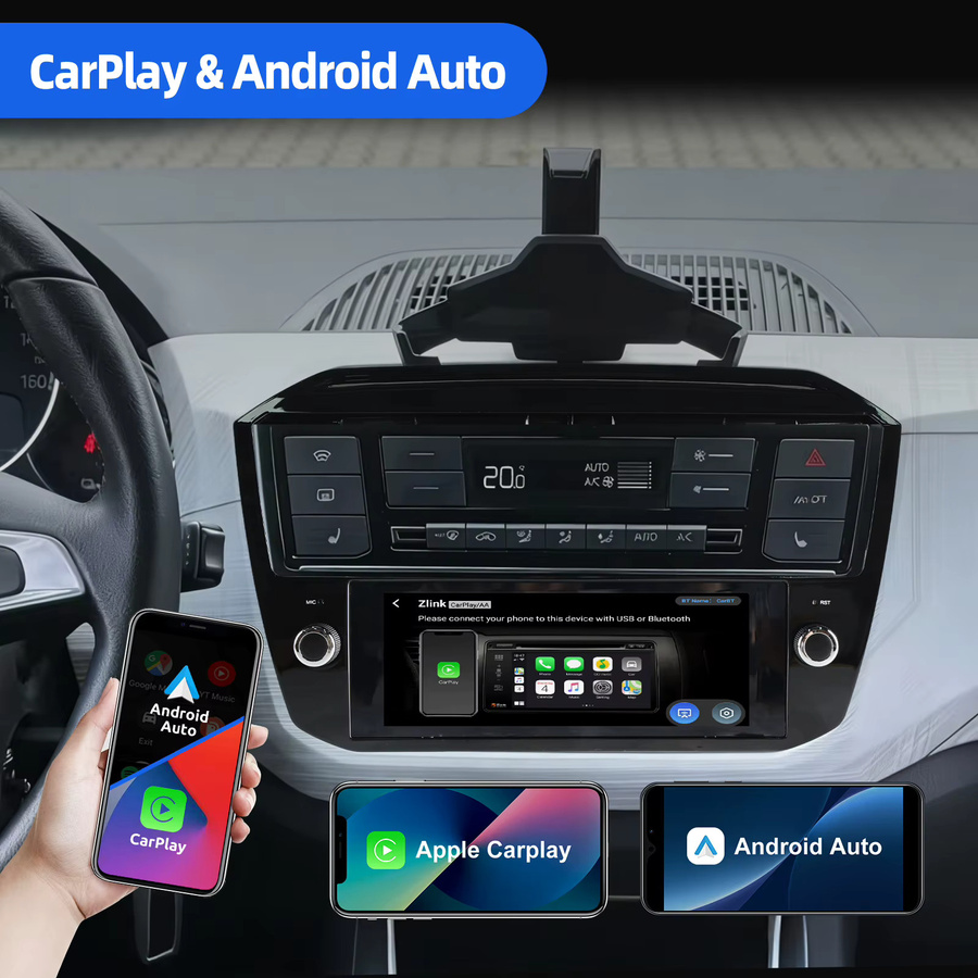 ESSGOO Kabelloses Android 15 Autoradio mit 6,86 Zoll IPS-Touchscreen, CarPlay und Android Auto, GPS, WLAN, Bluetooth und Mirror Link für VW UP, E-UP, Seat Mii, E-Mii, Skoda E-citigo, Schwarz - Bild 3