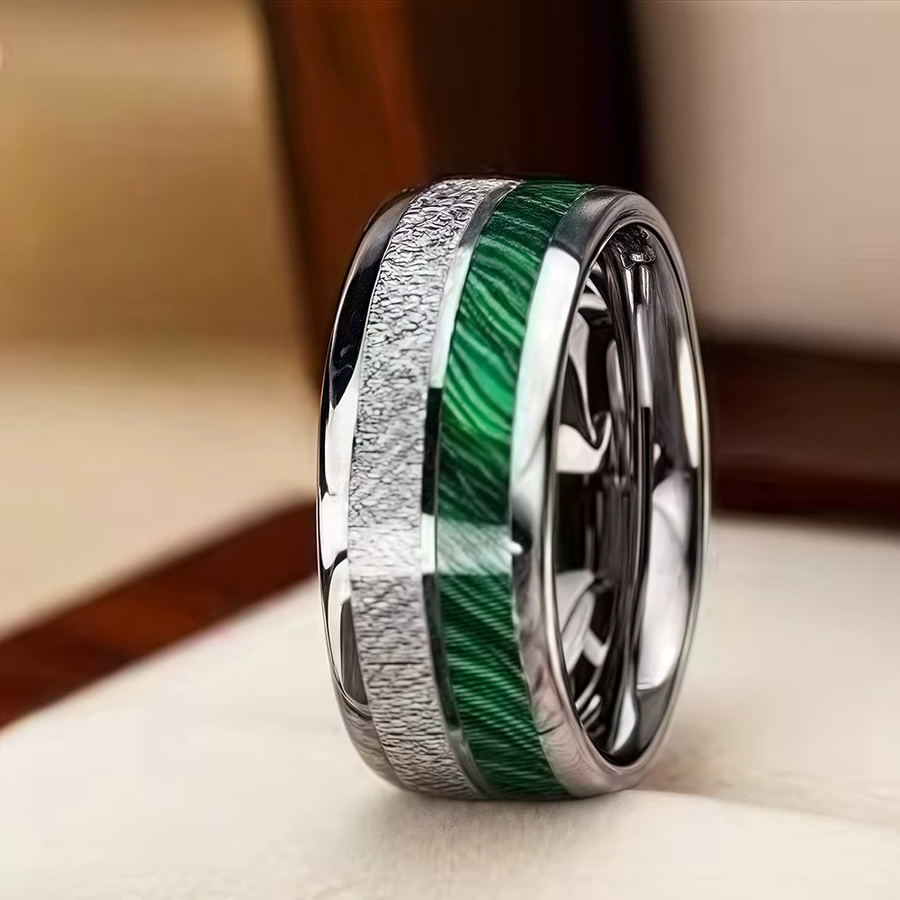 SUNFLOWERZHU Herrenring Edelstahl, Silber, Meteorit-Einlage - Bild 5
