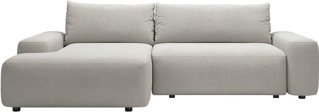 Vente-unique Schlafsofa Daviso L-Form in Lichtgrau mit Polsterung und Schlaffunktion - Bild 1