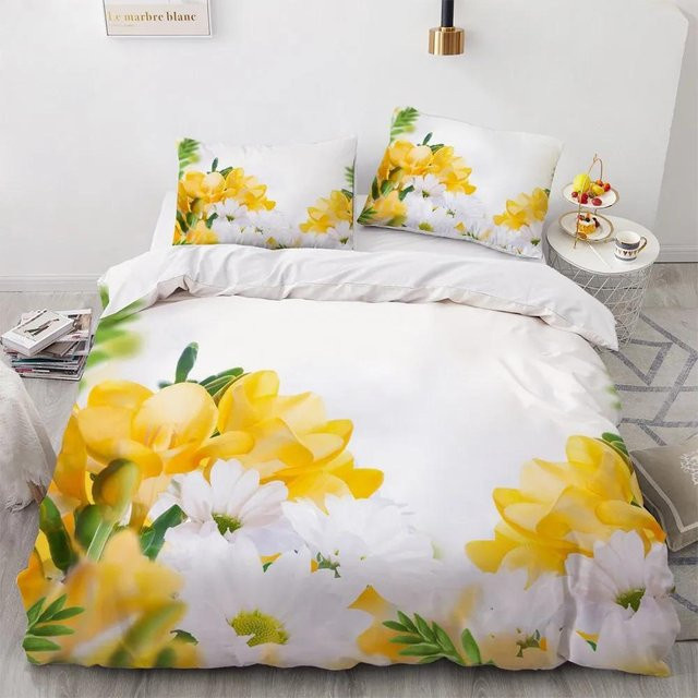 Bettwäsche-Set Your Warm Home mit floralem Ölgemälde-Digitaldruck in Rot und Weiß, bestehend aus Bettbezug und Kissenbezügen, Breite: 135 cm, Tiefe: 200 cm, Kissenbezug: 50 x 70 cm - Bild 1