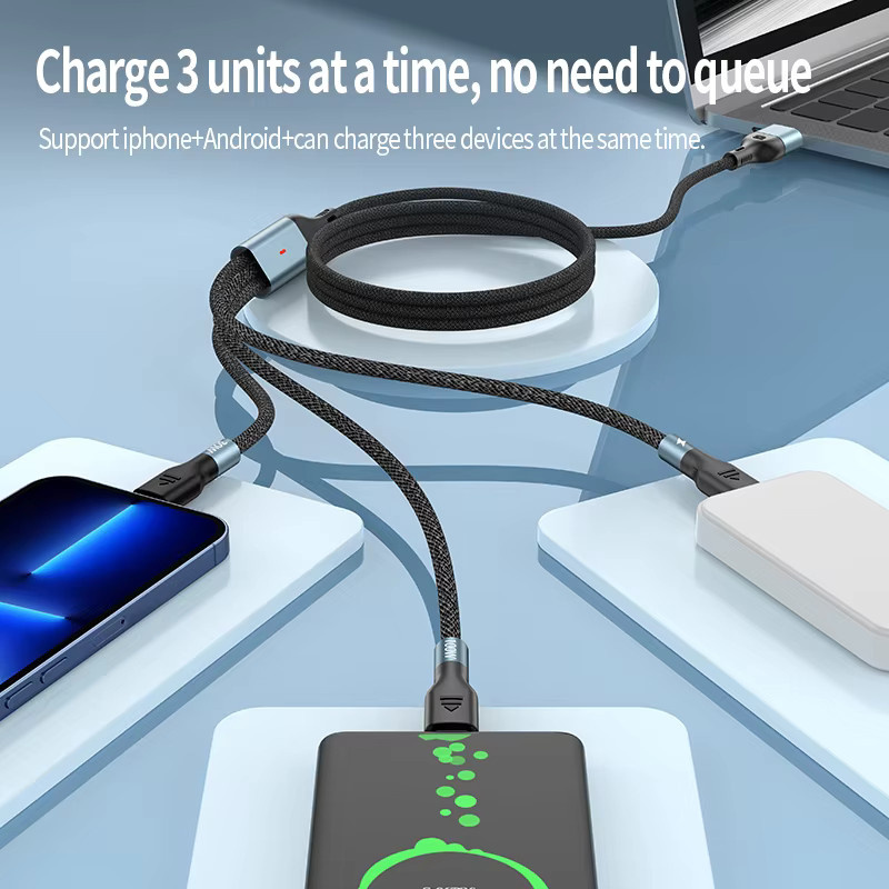 Deepartner Drei-in-Eins-Ladekabel mit 100W Schnellladefunktion für Huawei, Android und Apple in Schwarz - Bild 2