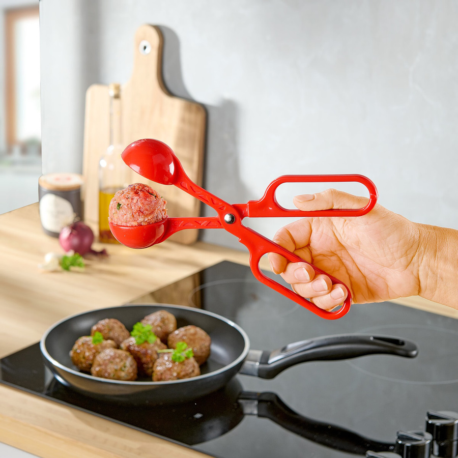 Genialo Fleischbällchen Former Tongs rund in Rot aus Kunststoff - Bild 2