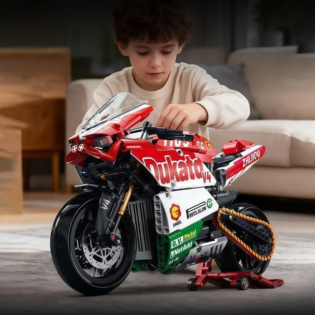 CACO BLOCKS Premium Red V4 Racing Motorrad-Bausteine, Rot - Bild 1