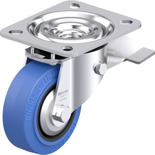 Blickle Stahlblech-Lenkrolle L-POEV 80XR-ST-SB-FA in Schwarz und Blau mit 80 mm Rad-Durchmesser und 140 kg Tragfähigkeit - Bild 1