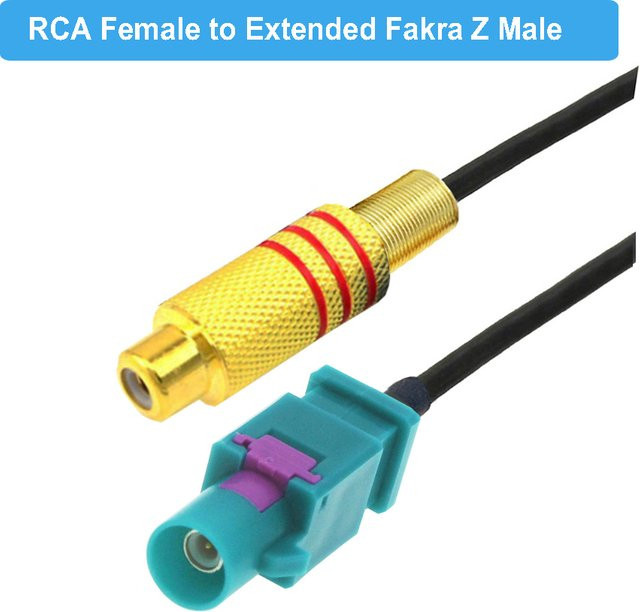 BEVOTOP Fakra Z Stecker auf RCA Buchse Videokabel-Adapter RG174 Pigtail für Auto-Rückfahrkamera und Einparkhilfe - Bild 1