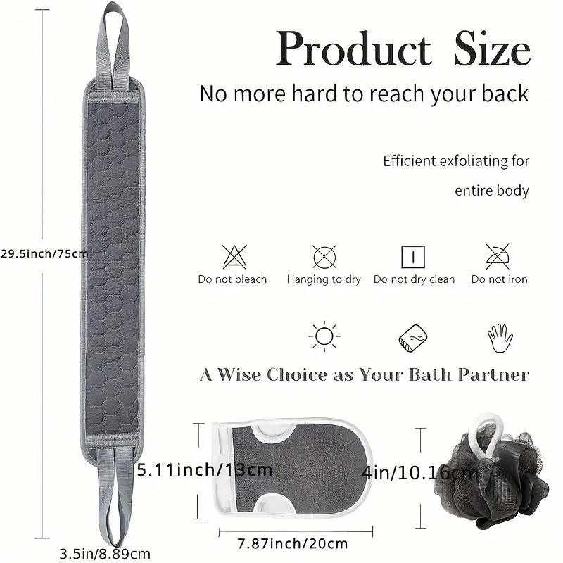 Keep Health Care Rückenschrubber-Peelinghandschuhe und Luffa-Badeschwamm-Set, Gelb, Grau, Unisex - Bild 1
