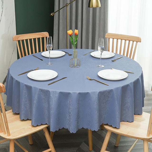 Runde Tischdecke Super Six mit floralem Muster in Blau, wasserdicht und ölbeständig, Durchmesser: 180 cm - Bild 1