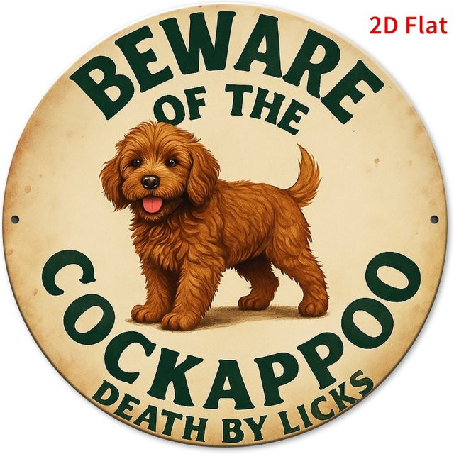 Potdemiel Warnschild Beware of the Cockapoo Metall-Deko im Vintage-Stil, B/H: 20 x 20 cm - Bild 1