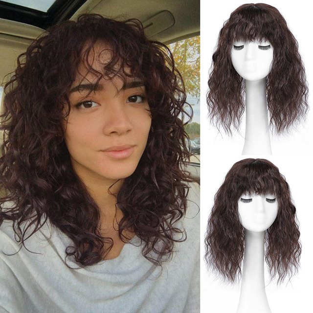 ISIGROSI Clip-in-Haarteil-Extensions, lockig mit Pony, Damen - Bild 1