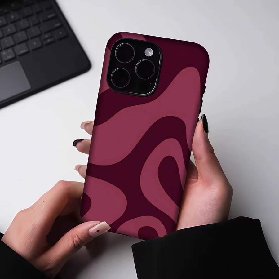 Aurbe Flow Case 2-in-1 MagSafe Hülle mit mattem Schutzfilm für iPhone 17 16 15 14 Plus Pro Max, Stoßfeste Hartschale, Burgunderrot - Bild 5