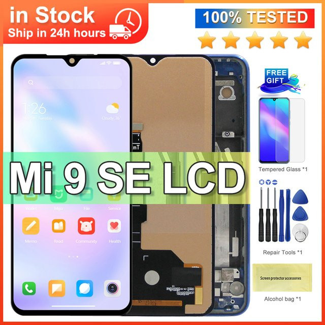 Xiaomi Mi 9 SE LCD Ersatzdisplay mit Rahmen in Schwarz für Modell M1903F2G - Bild 1