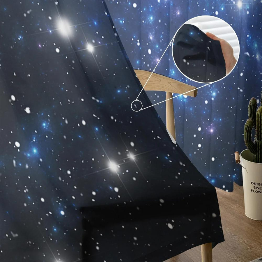 Yiran Furniture Transparente Tüll Vorhänge aus Organza in Sternenhimmelblau, Breite: 135 cm, Höhe: 137 cm - Bild 2