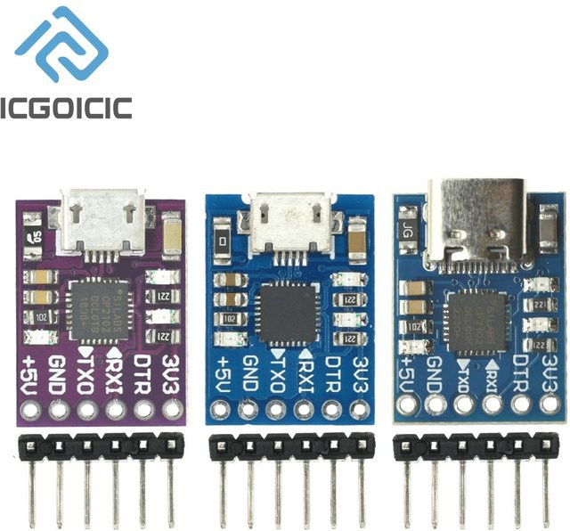 CJMCU CP2102 USB-C und Micro-USB zu UART TTL Modul 6Pin Serieller Konverter in Blau - Bild 1