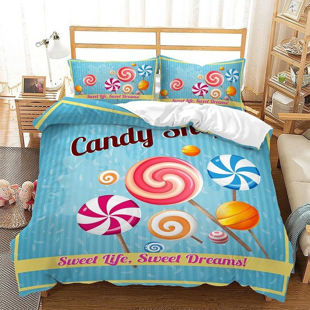 Lollipop Bettwäsche-Set für Kinder in Multicolor, 2/3-teiliges Set aus Bettbezug und Kissenbezug, King-Size, B/H: 135 x 200 cm - Bild 1
