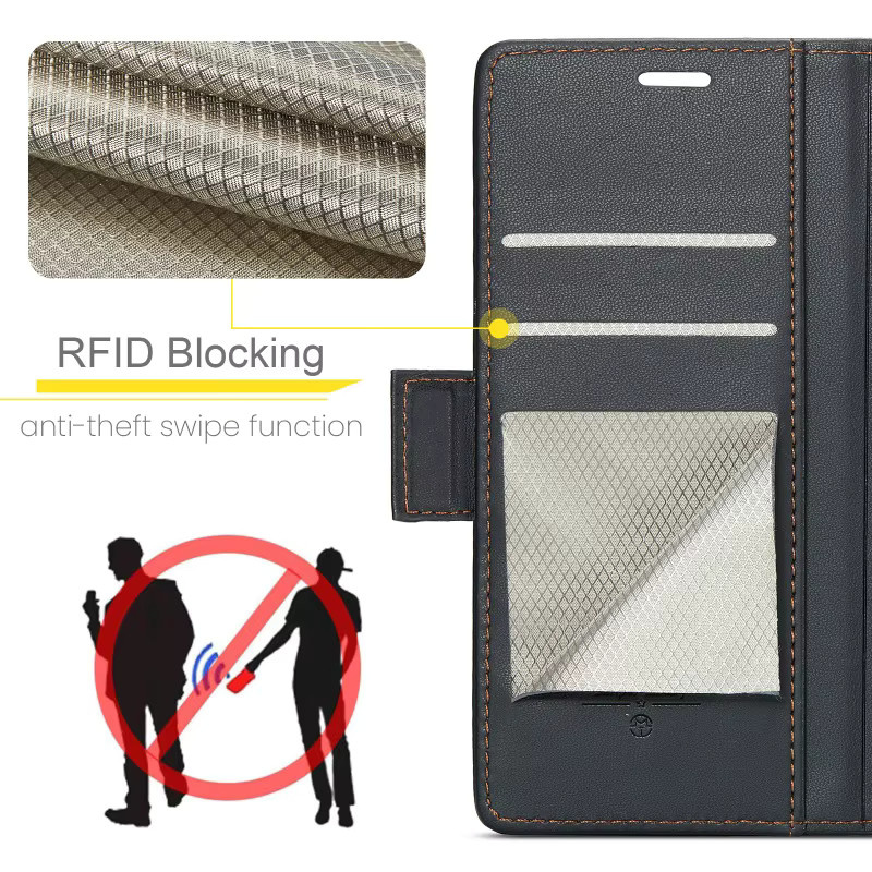 CaseMe Magnetische PU-Ledertasche in Blau für iPhone mit Kartenhalter und stoßfestem Schutz - Bild 4