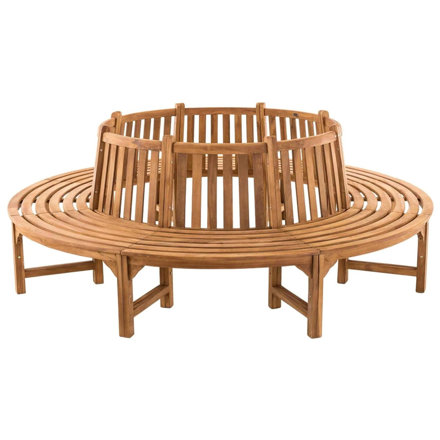 DELUKE SUTOR Baumbank aus Teakholz, kreisrunde Gartenbank mit Lehne, Farbe Teak, B/T/H: 250 x 250 x 92 cm - Bild 2