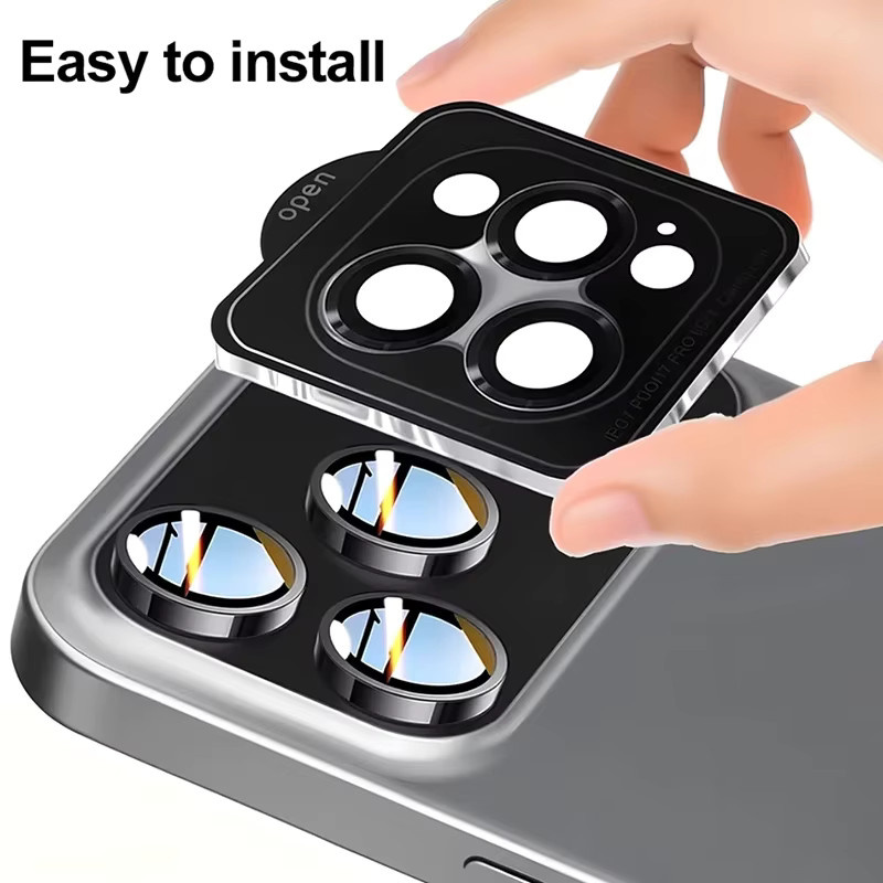 ZHUOHUAN Kameraobjektivschutz mit CD-Muster aus Glas und Metall für iPhone 16 15 14 13 12 11 Pro Max Mini Plus in Silber - Bild 4