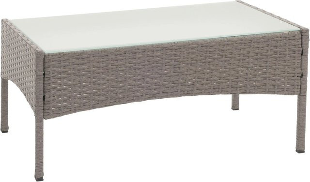 MCW Poly-Rattan Gartentisch Hamar mit Glasplatte in Grau - Bild 2