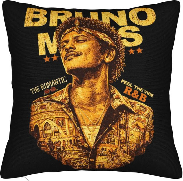 Bruno Mars The Romantic Tour 2026 Kissenbezug aus Polyester mit Reißverschluss, Schwarz, B/H: 50 x 50 cm - Bild 1