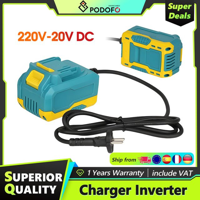 Podofo AC zu DC Stromadapter Ladegerät Wechselrichter 220V auf 20V 40A für 18V Elektrowerkzeuge mit EU-Stecker - Bild 1