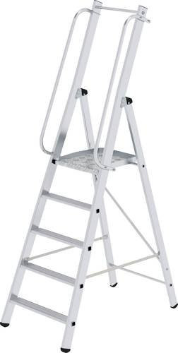 MUNK ML Bauleiter Plattformleiter aus Aluminium mit 5 Stufen in Silber, Arbeitshöhe: 3,13 m - Bild 1