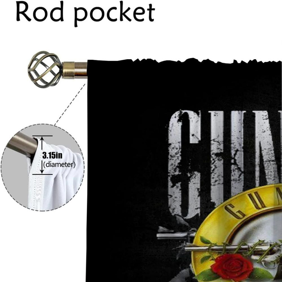 Guns N' Roses Vorhänge im modernen Stil, 2er-Set, Schwarz, Breite: 50 cm, Höhe: 70 cm - Bild 2