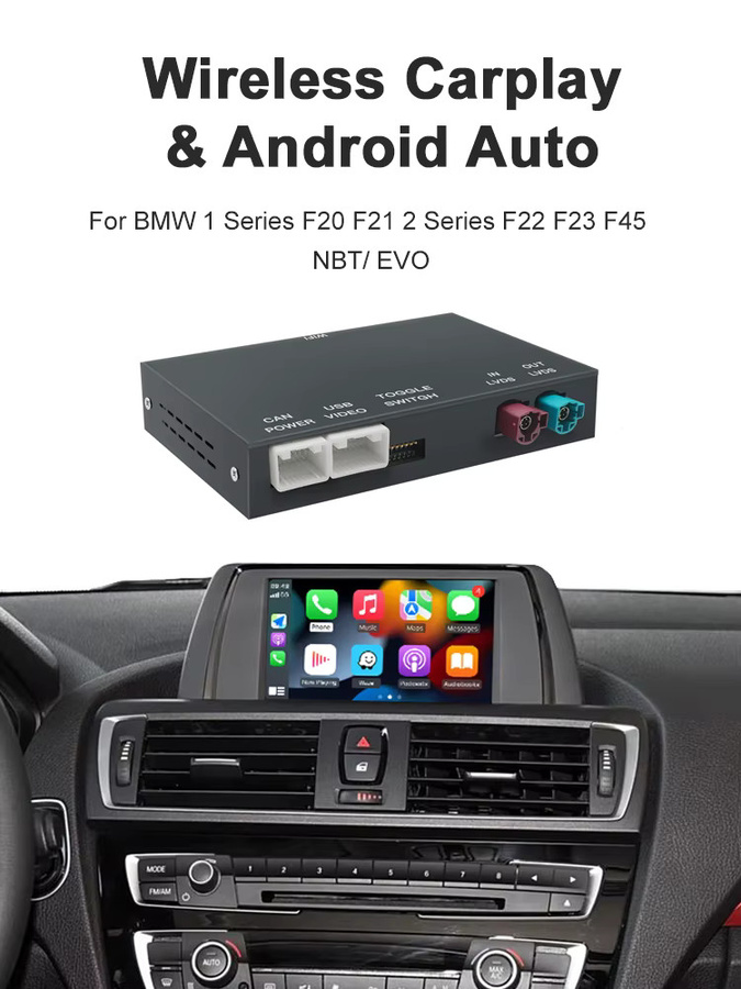 REEIIO Drahtloses CarPlay und Android Auto Interface mit MirrorLink, Airplay und Rückkamera für BMW 1er 2er F20 F21 F22 F23 F45 (2011–2020) NBT EVO, Schwarz - Bild 5