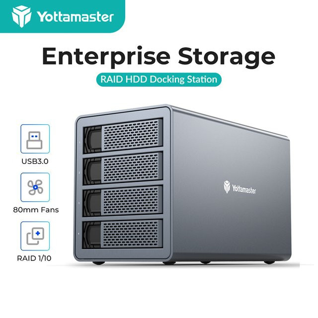 Yottamaster 4-Bay RAID Festplattengehäuse mit USB 3.0 zu SATA3.0 Unterstützung für 2,5 Zoll und 3,5 Zoll SSD und HDD bis zu 4 x 16 TB - Bild 1