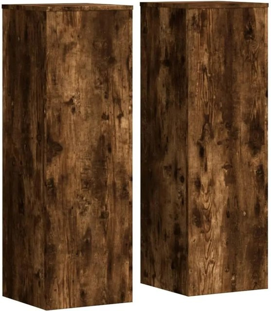 2er-Set vidaXL Pflanzenständer aus Holzwerkstoff in Räuchereiche, B/T/H: 33 x 33 x 100 cm - Bild 1