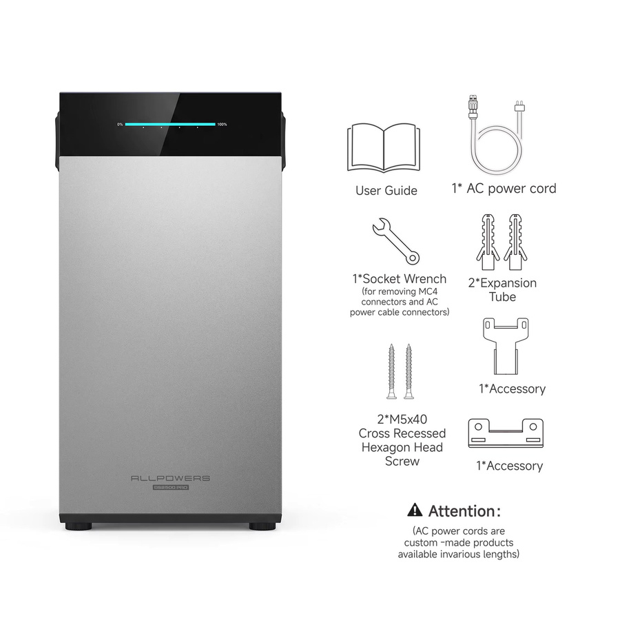 ALLPOWERS BS2500 PRO Balkon-Solarspeicher Hybrid-Solaranlage 2,6kWh 2400W mit LiFePO4-Batterie in Grau - Bild 2