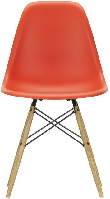 Vitra DSW Eames Plastic Side Chair in Rot aus Kunststoff und Holz mit mattem Finish - Bild 1