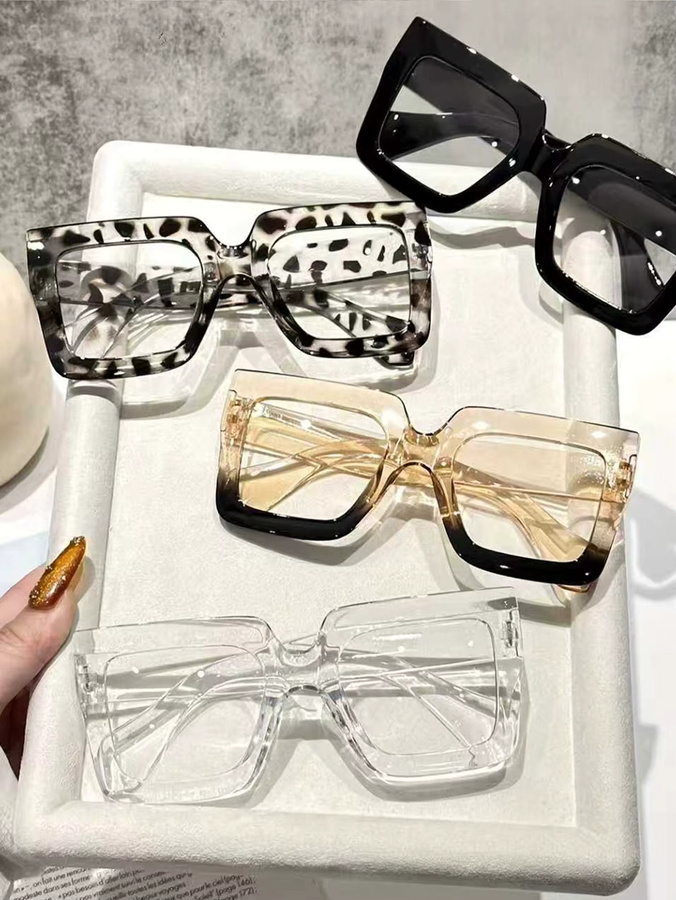 CAIPAI Brille, rechteckiger Rahmen, Vollrand, Kunststoff, mehrfarbig, transparent - Bild 3