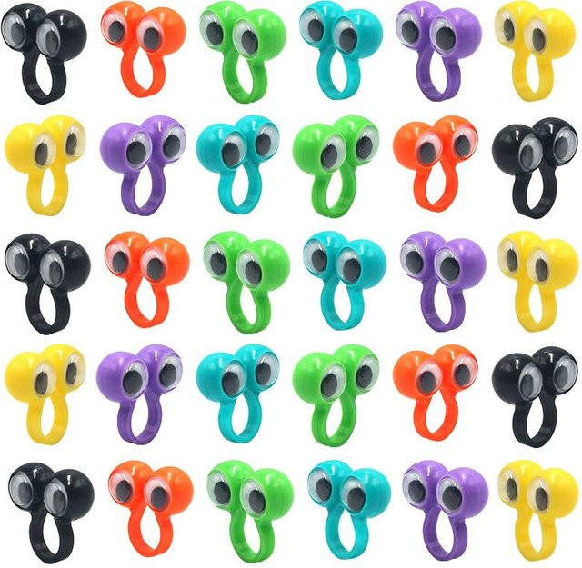 Binchi Outdoor Product Fingerpuppen Kunststoffringe mit Wackelaugen, 5-20 Stück - Bild 1