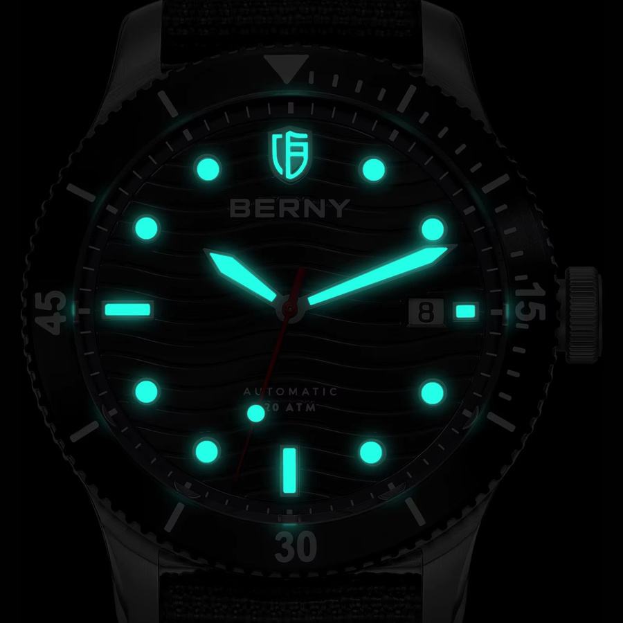 BERNY Taucheruhr, Automatik, Edelstahl, Saphirglas, 20 ATM, Herren - Bild 4