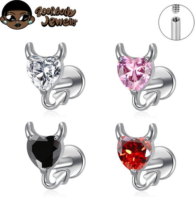 ZOORBODY JEWELRY Piercing Herz, Titan, Zirkonia, Unisex - Bild 1