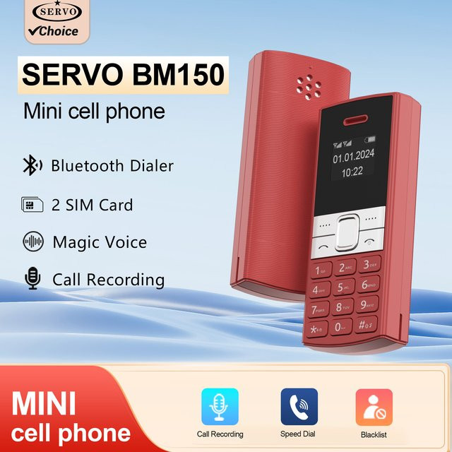 SERVO Backup Mini-Mobiltelefon mit 0,66-Zoll-Display, Dual-SIM, Bluetooth und Magic Voice in Blau - Bild 1