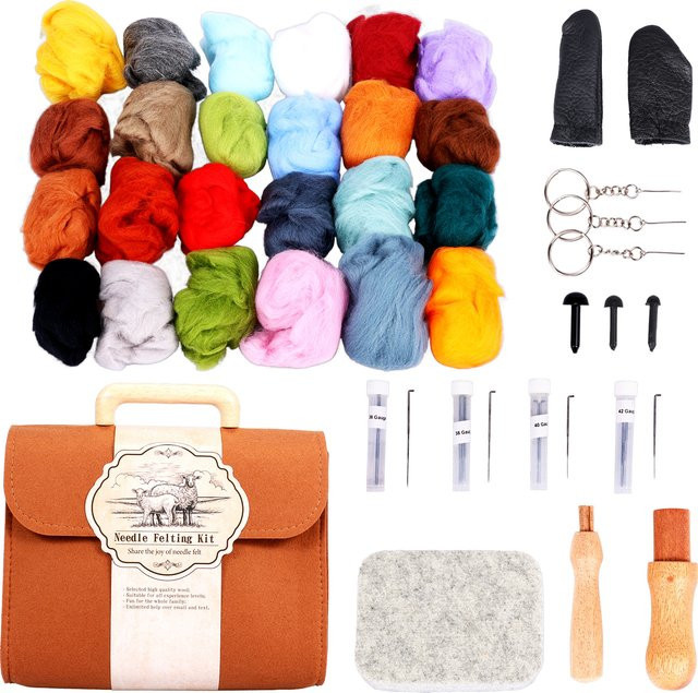 DIY Nadelfilz-Set für Anfänger mit 24 Farben Wolle und Basis-Werkzeug in Multicolour - Bild 1
