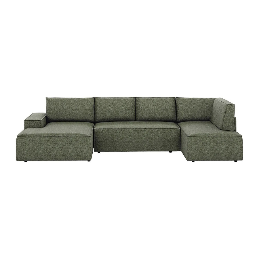Vente-unique Schlafsofa Amelia in L-Form mit Schlaffunktion, Farbe Grün, Strukturstoff - Bild 2
