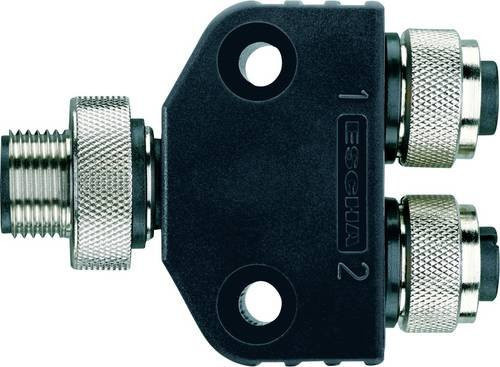 Escha 8010471 Sensor- und Aktor-Verteiler mit Adapter, 5 Polzahl, Schwarz - Bild 1