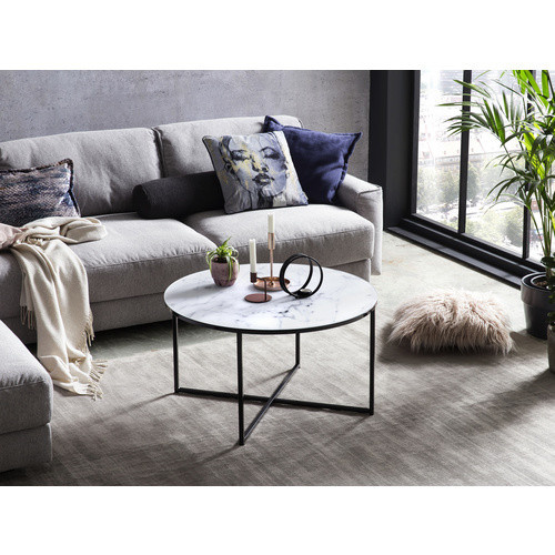 SalesFever Couchtisch aus Metall und Glas in Weiss, Breite: 80 cm, Höhe: 45 cm - Bild 2