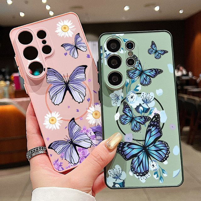 Magnetische Handyhülle mit Schmetterling-Design für Samsung Galaxy S26 S25 S24 S23 S15 A55 A54 A35 A15 in Lila - Bild 1