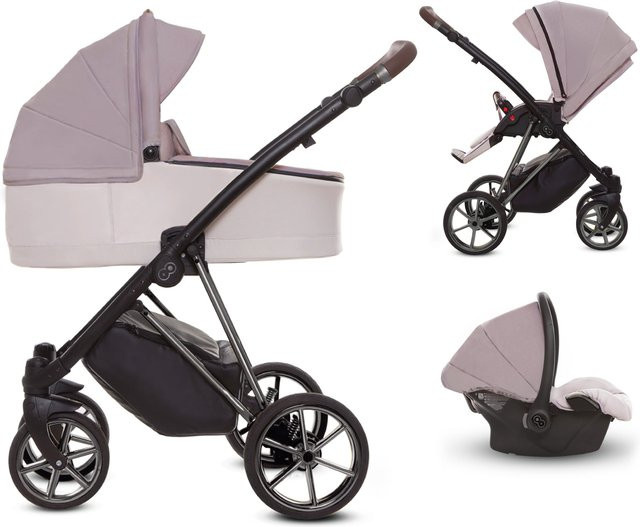 TPFLiving 3in1 Kinderwagen Ultra Stoff in Pastell mit Gestell in Silber - Bild 1
